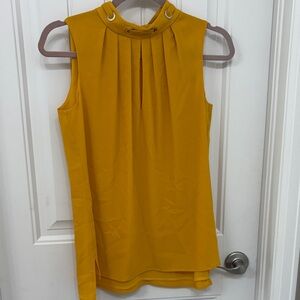 White House Black Market Mustard Yellow Sleeveless Blouse